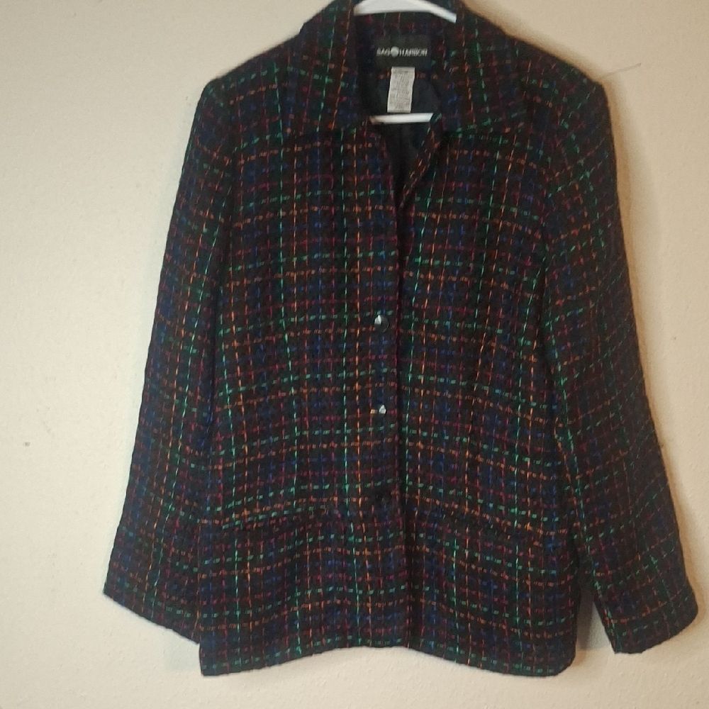 Sag Harbor Women's Multicolor Plaid Jacket size 12
